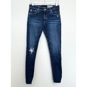 AG Adriano Goldschmied Farrah Skinny Distressed High Rise Split Hem Jeans 28R
